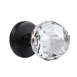 CLCTK Crystal Glass Door Knobs Interior, Black Door Knob for Hall and Closet (Passage, Matte Black)