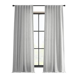 HPD Half Price Drapes Heavy Faux Linen Light Filtering Curtains for Bedroom 108 Inches Long (1 Panel) - Rod Pocket Curtains for Living Room - Window Curtains Home Decor - 50 X 108, Rice White