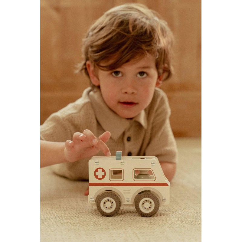 Little Dutch 2527 Wooden Car Ambulance White
