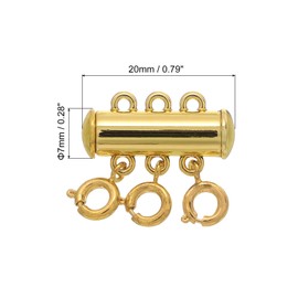 sourcing map Layering Necklace Clasp Necklace Connector 3 Strands Slide Tube Lock Clasp for Layered Bracelet Necklace Jewelry Making, Gold