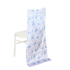White Satin Chiavari Dining Chair Back Slipcover Blue Floral Print Wedding Party Events Reception Decorations Supplies