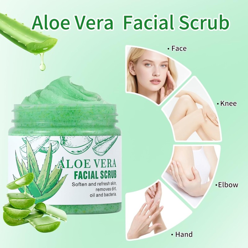 Facial Scrub & Face Exfoliator for Smooth Skin Aloe Vera