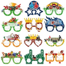 CPTBAG American Football Eyeglasses 12 Pcs Touch Down Sports Theme Party Paper Glasses,Football Tailgate Party Decorations for Costume Birthday Wedding Party Decorations