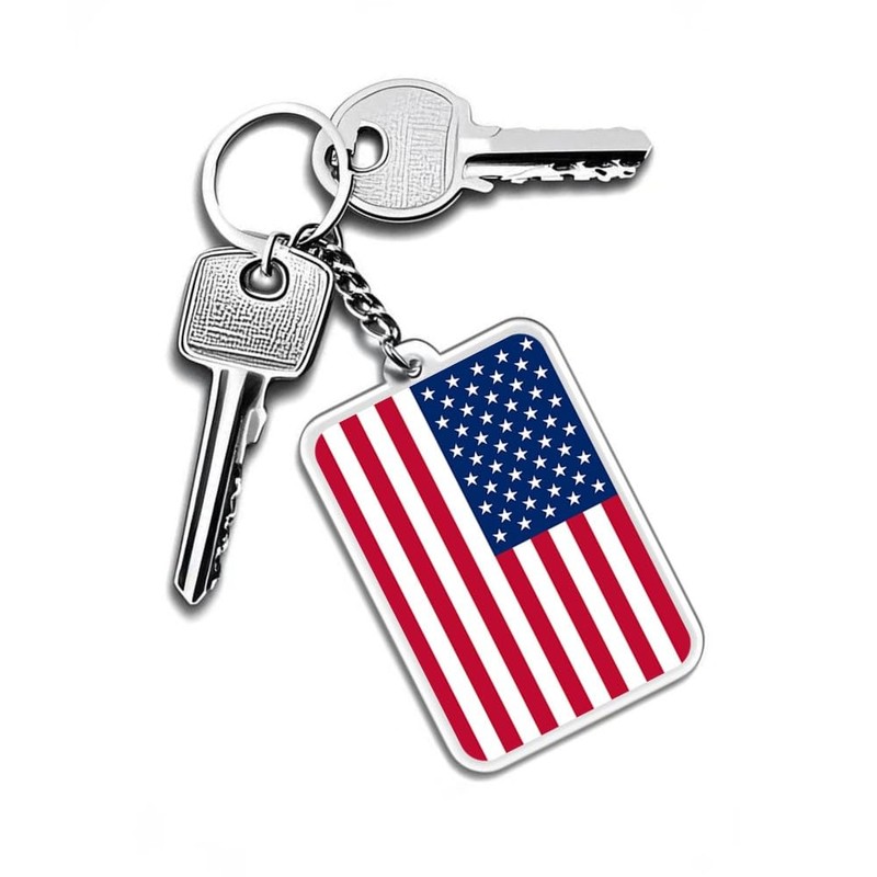 FHZJKJX 2 Pack USA American Flag Keychain US Key Ring-(USA)