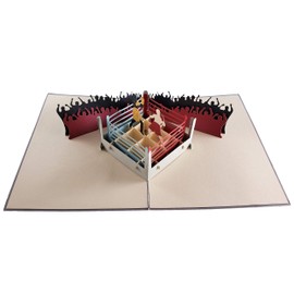 iGifts And Cards Boxing 3D Pop Up Greeting Card – Sports, Black, Fight, Crowds, Winner - Folds Flat - Fun, Just Because, Sports, Special Days