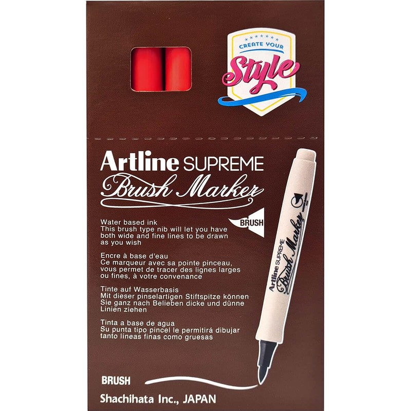 artline Red Supreme Brush Marker Pen