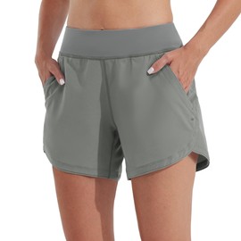 Willit Women's Swim Board Shorts UPF 50+ High Waisted Swimming Shorts with Liner Pockets 5" Gray Size 10