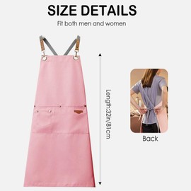 Canvas Apron with Cross Back, Adjustable Straps & Large Pockets, Unisex Work Apron for Men and Women (Pink)