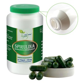 VITAIDEAL VEGAN® Spirulina (Spirulina platensis, Arthrospira platensis), 120 vegetable capsules, 550 mg each, purely natural, without additives.