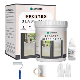 Jungarian Frosted Glass Paint Kit, Window Privacy Film Paint, Water-Based, Waterproof & UV Resistant, Frosted Glass Spray for Bathroom, Kitchen, Sliding Door, 17.5oz (wiht Tools)