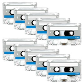 Sporgo Pack of 10 Audio Cassettes Empty 60 Minutes Low Noise Audio Cassettes Low Noise High Performance Music Cassettes Empty for Lectures Seminars Everyday Recording
