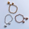 18k silver 925 double heart medal chain silver bracelet silver