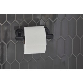 Gerber Parma Wall Mounted Toilet Paper Roll Holder D446258BS, Modern Style Double Post Paper Holder for Bathroom (Satin Black)