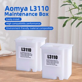 Aomya 2pcs L3110 Maintenance Box L3110 Waste Ink Tank Replacement for EcoTank ET-2720 ET-2803 ET-2800 ET-4700 ET-2710 ET-2715 ET-2721 ET-2726 L3110 L3210 L3150 L3250 Printers,2 Pack Set
