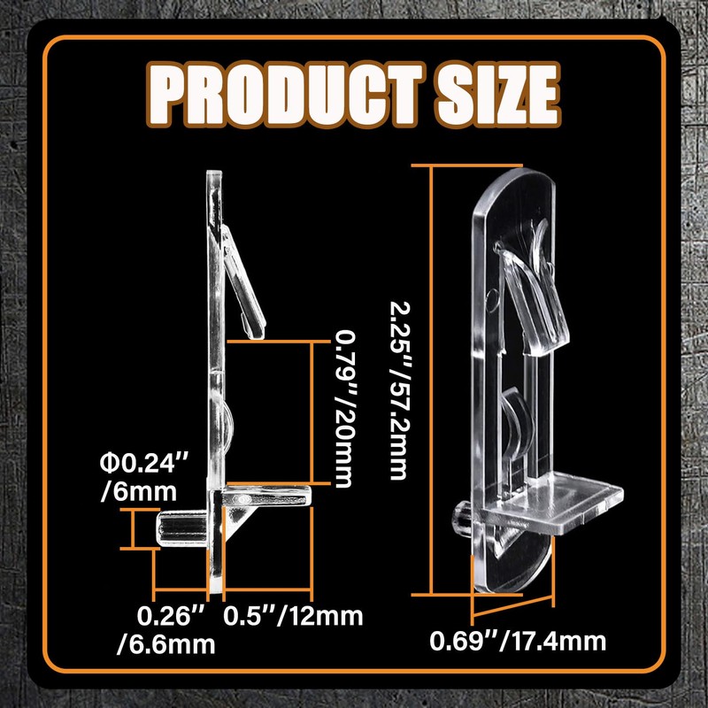 20pcs Plastic Locking Shelf Support Pegs,6mm Shelf Pins ,Self-Locking Bracket