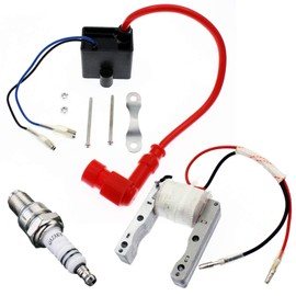 YOFMOO High Performance 2-Wire Magneto Coil Kit with CDI Ignition Coil Spark Plug Compatible for 49cc - 50cc 60cc 66cc 80cc 2-stroke Engines Motorized Bicycle Motor Bike ATV Quad Scooter