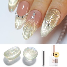 Double Rhythm Double Rhythm 0.5 OZ Cat Eye Gel Polish with Magnet 15ML Holographic Glitter Shimmer Translucent Jelly Color Magnetic Nail Polish Salon DIY at Home (MC1060)