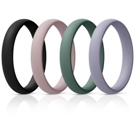 Egnaro Engagement Rings Women, Thin and Stackable Rings Silicone Women Wedding Bands，Rubber Promise Rings for Gift, Anniversary Ring for Work Out- 2.5mm Width - 1.8mm Thick