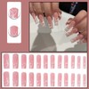 JUSTOTRY 24 Pcs Swirl Press on Nails Coffin with Pearls