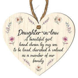 Daughter-in-Law Plaque – "A Beautiful Girl Hand Chosen by My Son" with Floral Design – Sentimental Gift for Daughter-in-Law to Celebrate Family Love and Connection – Elegant Decor Keepsake