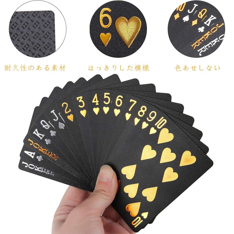 YIBOOOM Plastic Playing Cards, 54 Cards, Waterproof, Plastic, Black, Magic