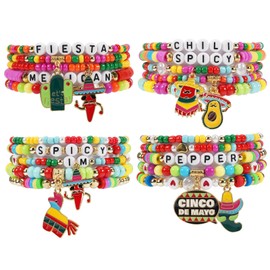 Twinfree 20pcs Cinco De Mayo Bracelets Pack for Women Cinco De Mayo Mexican Fiesta Bracelet Costume Accessories Party Gift