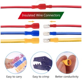 RINGSUN 150Pcs Electrical Connectors, Insulated Spade Crimp Connectors, Assorted Lug Kit, Solderless Butt Electrical Wire Connectors, Terminals AWG 22-16 16-14 12-10