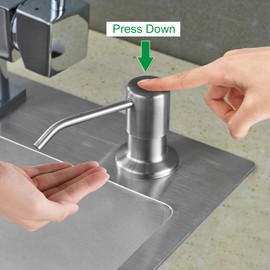 OUGOO Kitchen Sink Soap Dispenser, Stainless Steel Built-in Soap Dispenser Pump 360° Rotation for Kitchen, Brushed Nickle