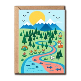 KoKi9xxGifts Mountain And Forest Card - Cute Mountainside Card - Happy Birthday Anniversary - Funny Outdoor Lovers - Nature Travel - Lovely