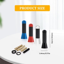 RGOAANC Car Short Antenna, Antenna for Truck, 1.37 inch Carbon Fiber Antenna Kit with Screws, Universal Automotive Accessories Car Audio Antennas for AM/FM Radio Reception (Red, 1.37 inches)