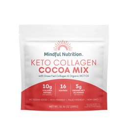 Mindful Nutrition Keto Protein Cocoa Mix with Collagen Peptides Powder & Organic MCT Oil Friendly Paleo Sugar Free Chocolate Non Dairy Hot Chocolate, 10.16 Ounce