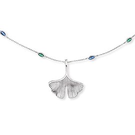 Engelsrufer Women's Necklace Made of Sterling Silver with Ginkgo, Dragonfly and Butterfly Pendants, Set with 12 Coloured Zirconia Stones, No Clasp, Nickel-Free, Sterling Silver, Cubic Zirconia