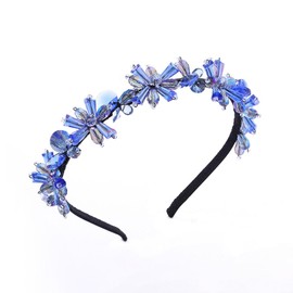 IYOU Sparkling Crystal Headbands Navy Blue Rhinestone Hair Band Vintage Party Prom Hair Accessories for Women