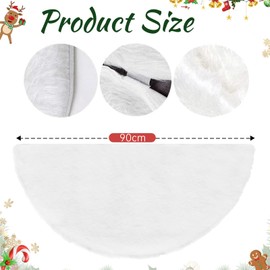 90 cm Christmas Tree Skirts, Faux Fur Large Plush White Round Base Mat, Mat Skirts for Xmas Party and New Year Party