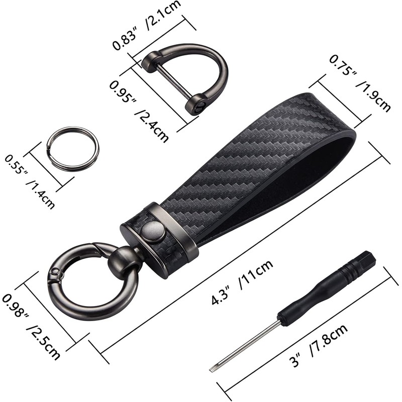 Carbon Fiber Style Car Keychain Microfiber Leather Key Chain, Universal