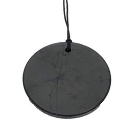 Pachamama Essentials Circle Shungite Pendant Necklace with Certificate of Authenticity, Chakra and Energy Balancing, EMF Protection