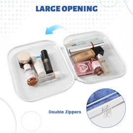 3 Pack Clear Hard Shell Zipper Case, 8×9" Plastic Clear Storage Zipper Case, Transparent Waterproof Hard Pouches for Makeup Cosmetic Snacks Building Blocks Puzzles Doll Storage Cases