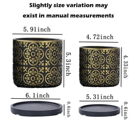 HAYBLST 2 Pack Ceramic Planters for Indoor Plants, 6/4.7 Inch Style Planter Pot, Ceramic Cactus Flower Planter Succulent Pot with Drainage Hole and Saucer for Indoor Outdoor Plant