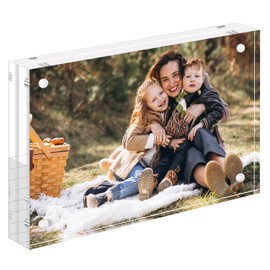 SAREAL Picture Frames Acrylic, 4 x 6 Acrylic Frame, 10 x 15 cm Clear Picture Frames Freestanding Double Sided Magnetic Acrylic Block Photo Frame, 1Pack