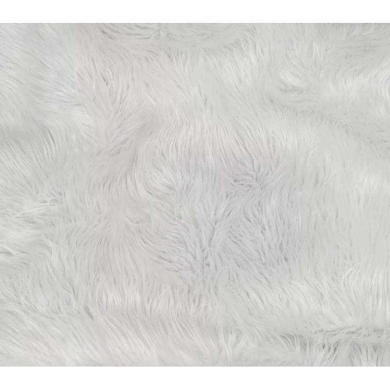 Nice 60” Width White Solid Shaggy Long Pile Faux Fur