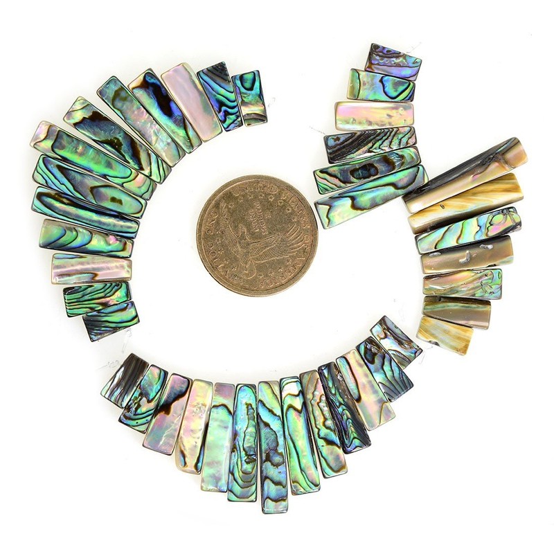 Justinstones Natural Abalone Shell Rectangle Graduated 13pcs Wide Beads Set