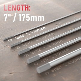 YesWelder 10-pk .040"-5/32"x7" TIG Welding Tungsten Electrode 2% Ceriated | Gray, EWCe-2) - .040"x7" 10pk