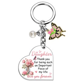 Davrock Mothers Day Gifts for Daughter from Mom Dad Birthday Gifts for Daughter Adult Stocking Stuffers for Girls Pink Butterfly Decor Graduation Christmas Gift for Daughters