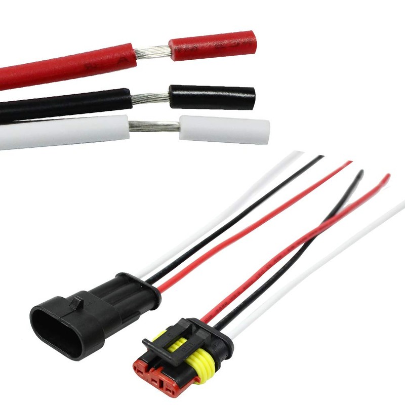 YUNPICAR 18 Gauge 3 Pin Way Car Waterproof Electrical Connector