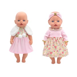 ZWOOS 2 Pack Doll Clothes 35-43 cm, Stylish Cotton Dress for New Born Baby Dolls, Gifts for Girls, Kids