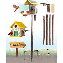 VIUBIRD Bird Feeder Pole – 60 Inch Height Bird House Pole with 1-Inch Dia Heavy Duty for Birdfeeders, Feeding Stand with Mount Kit for Outdoor, Slip-Fit Connection, Copper Brushed