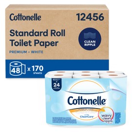 Cottonelle Professional Standard Roll Toilet Paper, Bulk (12456), Ultra CleanCare Bathroom Tissue, Clean Ripple Texture, White (48 Rolls of 170 Sheets, 8,160 Sheet Total)