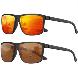 Perfectmiaoxuan Polarised Sunglasses Men/Women; Vintage/Classic Glasses Frame; UV400 HD Pilot Lenses; Golf/Driving/Fishing/Travel Glasses/Outdoor Sports Fashion Sunglasses, 【a1】Red + Brown