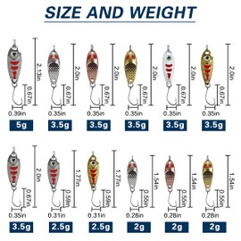 Trout Fishing Spoon Lure Kit, 12pcs Trout Lure Single Hook Hard Metal Spinner Baits Fishing Jig Spoon Lures for Bass Char Crappie Perch