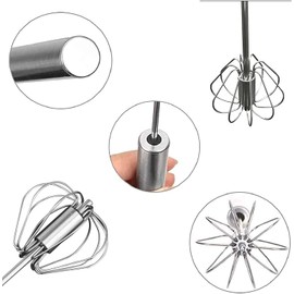 10 Inch Push Whisk, Stainless Steel Whisk, Premium Egg Whisk, Kitchen Whisk for Baking, Cooking, Whisking, Beating, Stirring